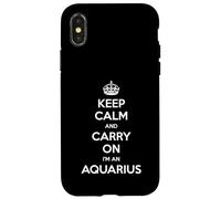 Keep Calm and Carry On I'm an Aquarius - Funny Astrology Custodia per iPhone X/XS