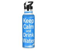 Keep Calm and Drink Water Doodle Art - Borraccia riutilizzabile a prova di perdite e senza BPA, con coperchio a prova di perdite, isolamento sottovuoto a doppia parete, per sport, viaggi e scuola