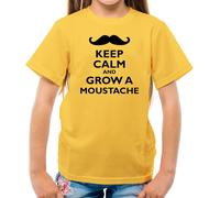 Keep Calm And Grow A Moustache - T-Shirt - MO Barba Viso Capelli Funny Bro