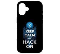 Keep Calm And Hack On Hacker Skull Circuit Board Custodia per iPhone 16
