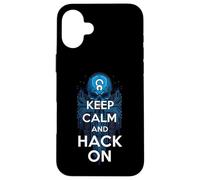 Keep Calm And Hack On Hacker Skull Circuit Board Custodia per iPhone 16 Plus