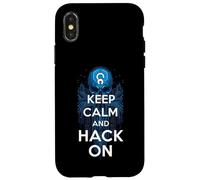 Keep Calm And Hack On Hacker Skull Circuit Board Custodia per iPhone X/XS