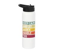 Keep Calm And Let Aaden Handle This Funny Custom Retro Citazione Stainless Steel Insulated Water Bottle