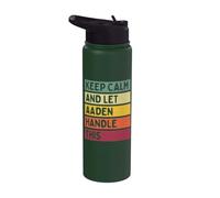 Keep Calm And Let Aaden Handle This Funny Custom Retro Citazione Stainless Steel Insulated Water Bottle