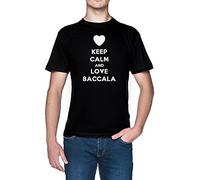 Keep Calm And Love Baccala Nero Uomo Maglietta Dimensioni XL Black Men's Tee Size XL