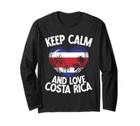 Keep Calm And Love Costa Rica Cuore Bandiera Vacanza Costa Rica Maglia a Manica