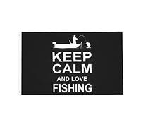 Keep Calm And Love Fishing Bandiera Robuste Bandiere Durevole Flag Per Balcone Esterno Giardino 90X150Cm
