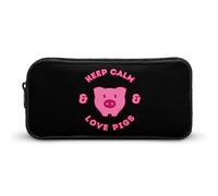 Keep Calm and Love Pig, astuccio divertente per penne e matite, ad alta capacità, per articoli di cancelleria, trucchi, cosmetici, organizer per uomini e donne, Stile:, 22*12*5cm, MHXYZHW