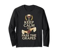 Keep Calm And Pass The Grapes Toga Wine Festa Greca Maglia a Manica