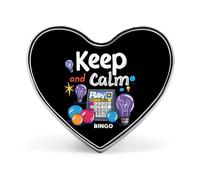 Keep Calm and Play Bingo Spille graziose Spilla a forma di cuore Cravatta Abito Accessori per uomo Donna Matrimonio Compleanno