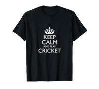 Keep Calm And Play Cricket! / Design Divertente per esercitarsi nel Cricket Maglietta con Stampa Grafica Economica