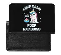 Keep Calm and Poop Rainbows Unicron divertente porta passaporto portafoglio custodia sottile organizer da viaggio con slot per carte di credito per donne uomini, Stile:, Taglia unica, MHXYZHW