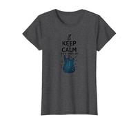 Keep Calm And Rock On Guitar Music Lover Wall Maglietta, Donna, Grigio Scuro, M