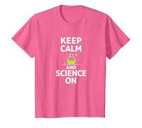 Keep Calm And Science On - Laboratorio di Chimica per Insegnanti di scienze Maglietta, Bambini, Rosa mélange, 4 Anni