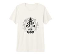 Keep Calm And Trust God Messaggio Cristiano ispiratore Maglietta Premium