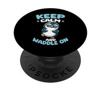 Keep Calm And Waddle On Cute Penguin Occhiali da sole PopSockets PopGrip Adesivo