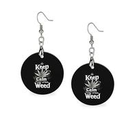 Keep Calm AndWeeds Orecchini classici in legno, pendenti artistici leggerissimi, ganci per orecchini, gioielli vintage per donna