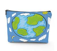 Keep Calm, borsa per cosmetici in lino da donna, con scritta "Keep Calm and Carry On", organizer per trucchi, impermeabile, idea regalo, rosa e blu, 17,8 x 22,9 cm, Blu Verde Bianco_18, Taglia unica,