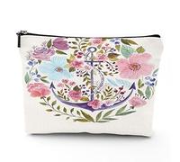 Keep Calm, borsa per cosmetici in lino da donna, con scritta "Keep Calm and Carry On", organizer per trucchi, impermeabile, idea regalo, rosa e blu, 17,8 x 22,9 cm, multicolore_16, Taglia unica,