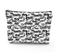 Keep Calm, borsa per cosmetici in lino da donna, con scritta "Keep Calm and Carry On", organizer per trucchi, impermeabile, idea regalo, rosa e blu, 17,8 x 22,9 cm, Nero Bianco_5, Taglia unica, Beauty