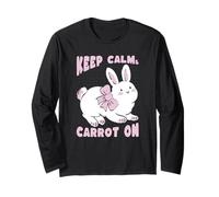 Keep Calm Carrot On Cute Bunny Coniglio Design Maglia a Manica