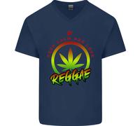 Keep Calm E Ama La Musica Reggae Maglietta In Cotone A V-Collo Per Uomo