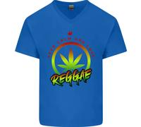 Keep Calm E Ama La Musica Reggae Maglietta In Cotone A V-Collo Per Uomo