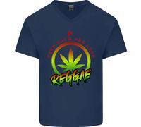 Keep Calm E Ama La Musica Reggae Maglietta In Cotone A V-Collo Per Uomo