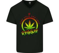 Keep Calm E Ama La Musica Reggae Maglietta In Cotone A V-Collo Per Uomo