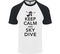Keep Calm E Fai Paracadutismo Maglietta Baseball S/S Divertente Per Uomo