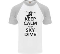 Keep Calm E Fai Paracadutismo Maglietta Baseball S/S Divertente Per Uomo