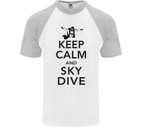 Keep Calm E Fai Paracadutismo Maglietta Baseball S/S Divertente Per Uomo