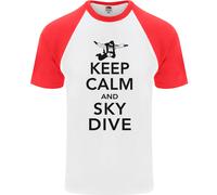 Keep Calm E Fai Paracadutismo Maglietta Baseball S/S Divertente Per Uomo