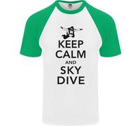 Keep Calm E Fai Paracadutismo Maglietta Baseball S/S Divertente Per Uomo