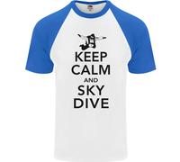 Keep Calm E Fai Paracadutismo Maglietta Baseball S/S Divertente Per Uomo