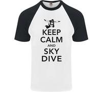 Keep Calm E Fai Paracadutismo Maglietta Baseball S/S Divertente Per Uomo