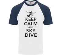 Keep Calm E Fai Paracadutismo Maglietta Baseball S/S Divertente Per Uomo