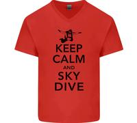 Keep Calm E Fai Paracadutismo Maglietta In Cotone A V Per Uomo Divertente