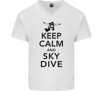 Keep Calm E Fai Paracadutismo Maglietta In Cotone A V Per Uomo Divertente
