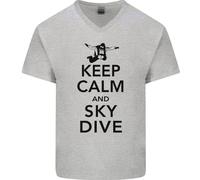 Keep Calm E Fai Paracadutismo Maglietta In Cotone A V Per Uomo Divertente