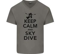 Keep Calm E Fai Paracadutismo Maglietta In Cotone A V Per Uomo Divertente
