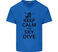 Keep Calm E Fai Paracadutismo Maglietta In Cotone A V Per Uomo Divertente