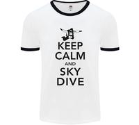 Keep Calm E Skydive Divertente Maglietta Ringer Uomo
