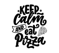 Keep Calm Eat Pizza Quote Pizzeria Ristorante Italiano Murales e adesivi murali in vinile 34x43cm Diverse opzioni di dimensioni Nero