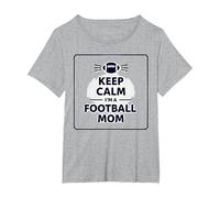Keep Calm Football Mom Pride Sporty Women Gameday Citazione Maglietta, Donna Plus-Size, Grigio Melange, 1X
