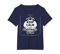 Keep Calm Football Mom Pride Sporty Women Gameday Citazione Maglietta, Donna Plus-Size, Navy, 1X