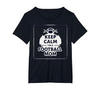 Keep Calm Football Mom Pride Sporty Women Gameday Citazione Maglietta, Donna Plus-Size, Nero, 1X