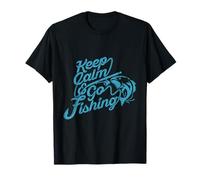 Keep Calm & Go Fishing Frase divertente per il pescatore Maglietta