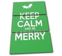 Keep Calm Green Christmas TREBLE TELA parete arte foto stampa
