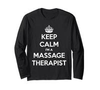 Keep Calm I Am A Massage Therapist Testo Bianco Maglia a Manica